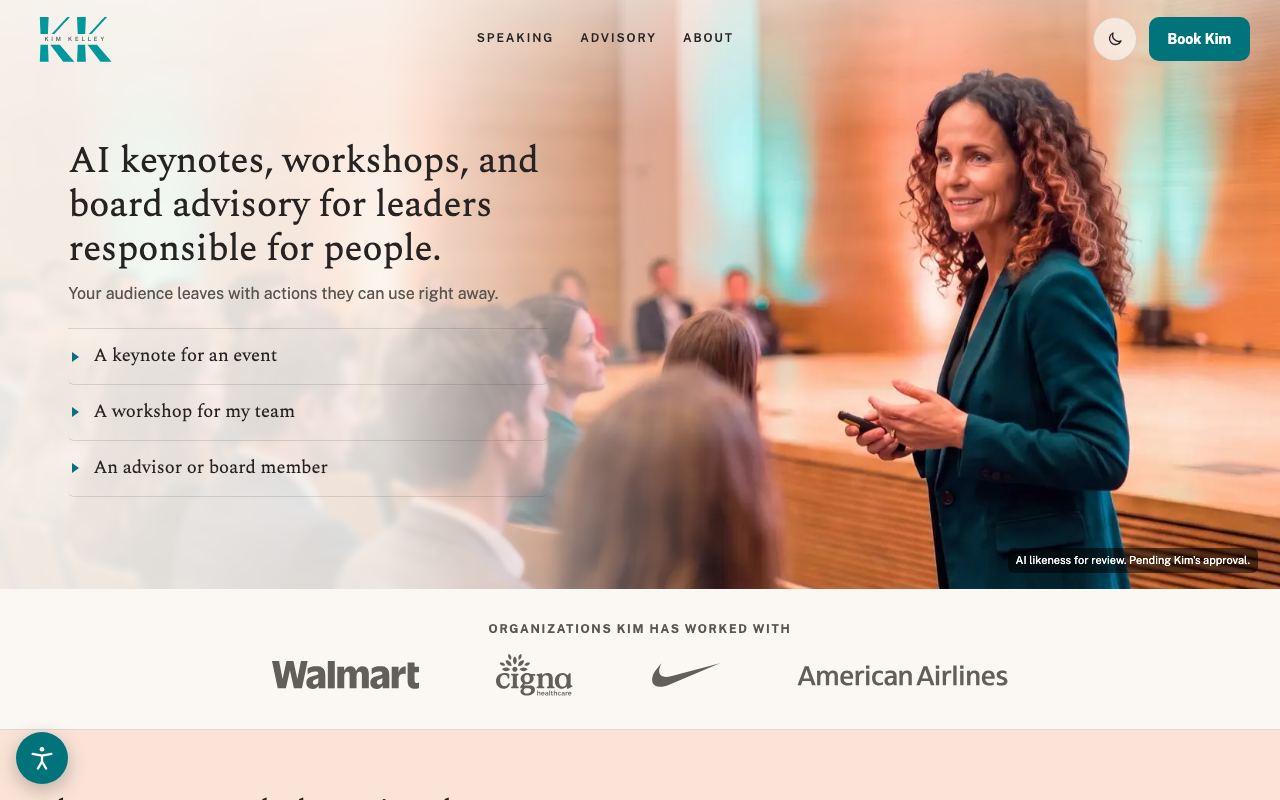 After: redesign, the first screen of the page